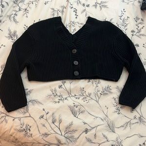Zara black cropped knit cardigan sweater